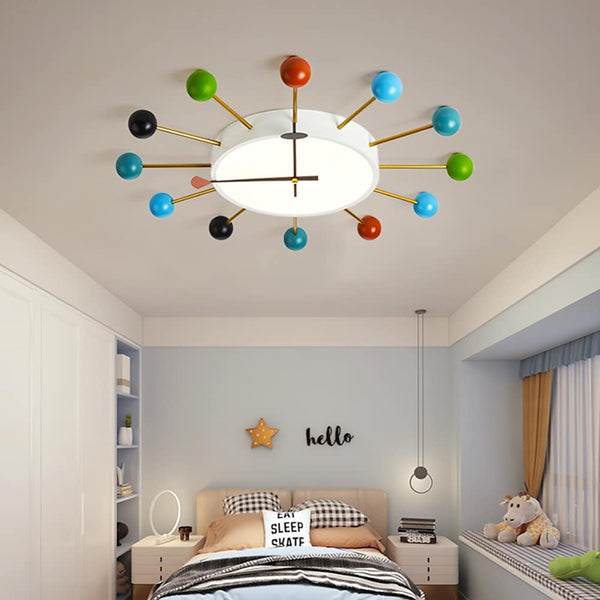 24 Inches Colorful Nelson Ball Clock Led Round Flush Mount Ceiling Light
