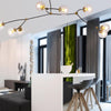 Modern 8 Light Led Chandelier With Electroplated Metal And Glass Globes