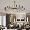 Ligmodern 24 Light Streamlined Round Chandelier 24 Led Bulbs 63 Dia Adjustable Height Black Finish