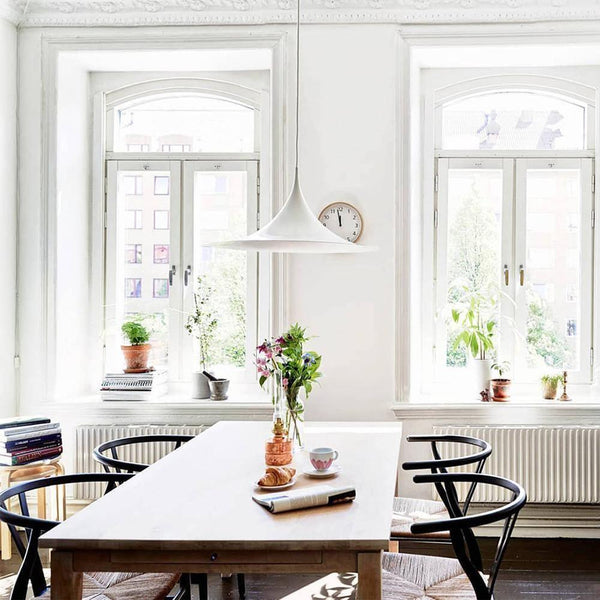 lacquered aluminum arch pendant light