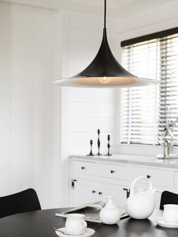 lacquered aluminum arch pendant light