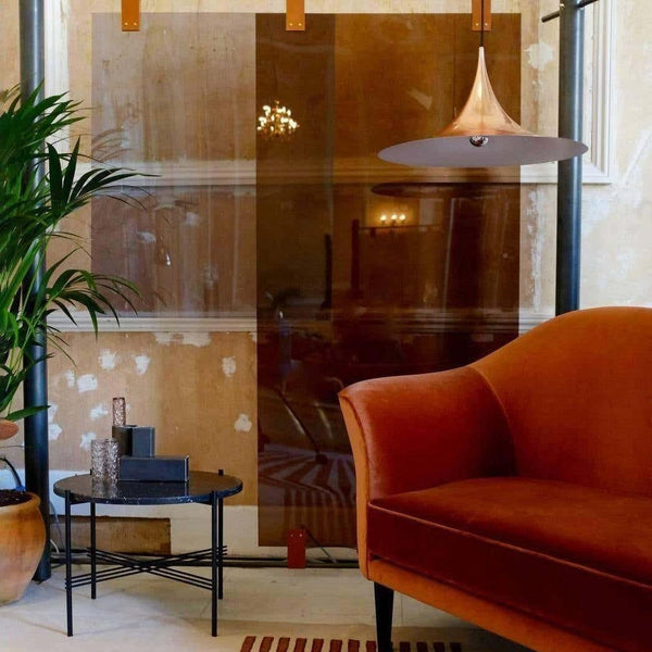 lacquered aluminum arch pendant light