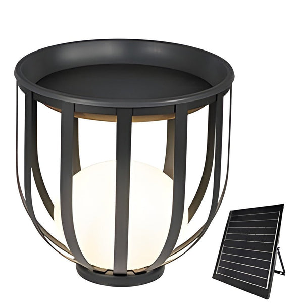 Industrial Solar Outdoor Led Floor Lantern Lamp With Tray