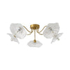lotus leaf glass semi flush ceiling light copper