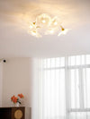lotus leaf glass semi flush ceiling light copper