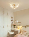 lotus leaf glass semi flush ceiling light copper