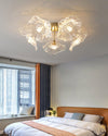 lotus leaf glass semi flush ceiling light copper