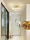 lotus leaf glass semi flush ceiling light copper