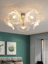 lotus leaf glass semi flush ceiling light copper