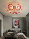 lotus leaf glass semi flush ceiling light copper