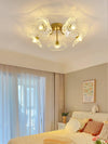 lotus leaf glass semi flush ceiling light copper
