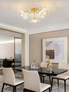 lotus leaf glass semi flush ceiling light copper