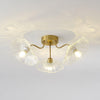lotus leaf glass semi flush ceiling light copper