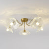 lotus leaf glass semi flush ceiling light copper