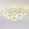 lotus leaf glass semi flush ceiling light copper