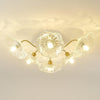 lotus leaf glass semi flush ceiling light copper
