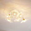 lotus leaf glass semi flush ceiling light copper