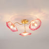 lotus leaf glass semi flush ceiling light copper