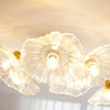 lotus leaf glass semi flush ceiling light copper