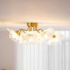 lotus leaf glass semi flush ceiling light copper