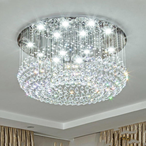 Glass Cicles Crystal Led Chandelier Drum Flush Mount Chandelier