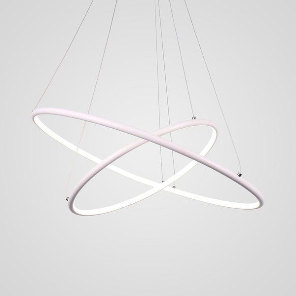 Modern Led Chandelier Minimalist 2 Ring Geometric Lights With Adjustable Height