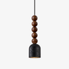 matte black travertine walnut bead pendant light