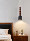 matte black travertine walnut bead pendant light