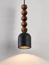 matte black travertine walnut bead pendant light
