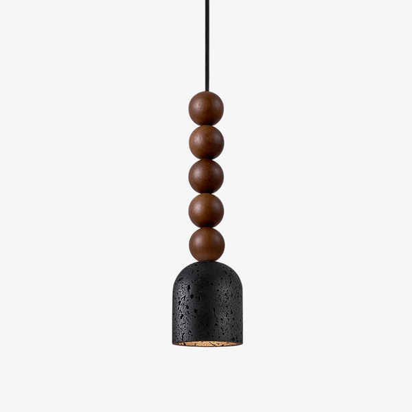 matte black travertine walnut bead pendant light
