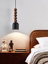 matte black travertine walnut bead pendant light