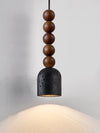 matte black travertine walnut bead pendant light