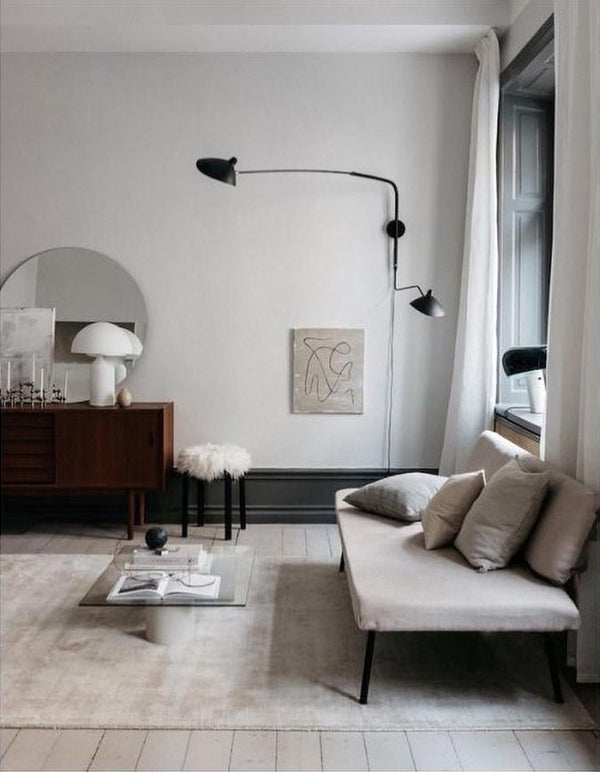 mid century black aluminum swing arm wall lamp