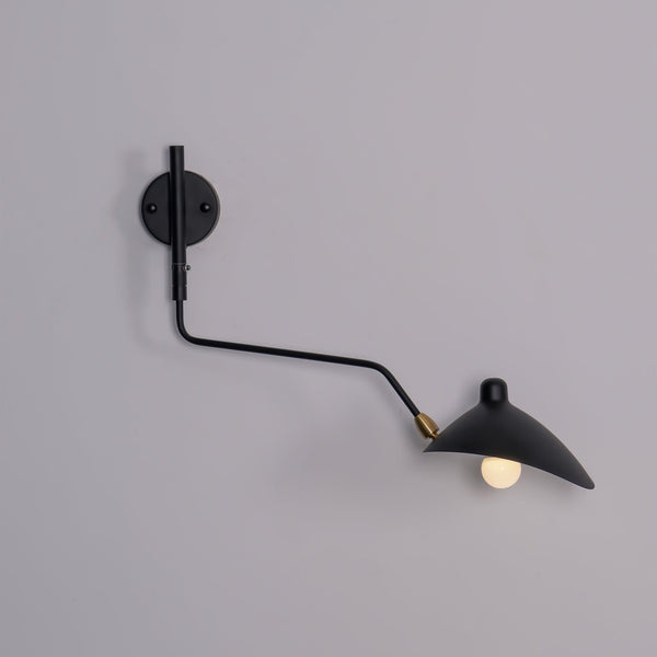 mid century black aluminum swing arm wall lamp
