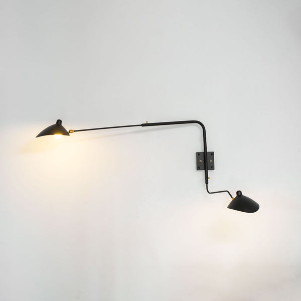 mid century black aluminum swing arm wall lamp