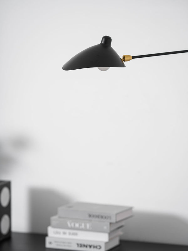 mid century black aluminum swing arm wall lamp