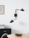 mid century black aluminum swing arm wall lamp