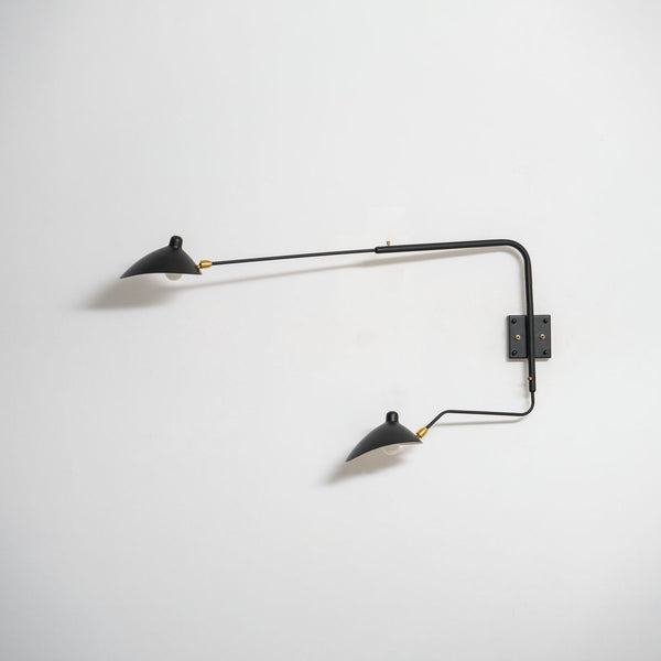 mid century black aluminum swing arm wall lamp
