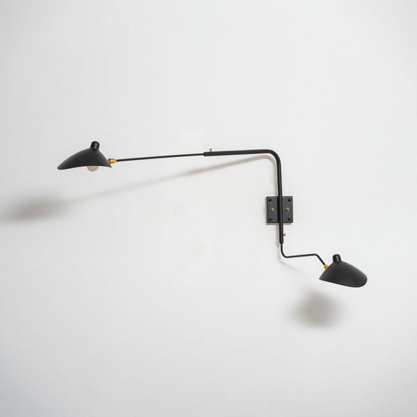 mid century black aluminum swing arm wall lamp