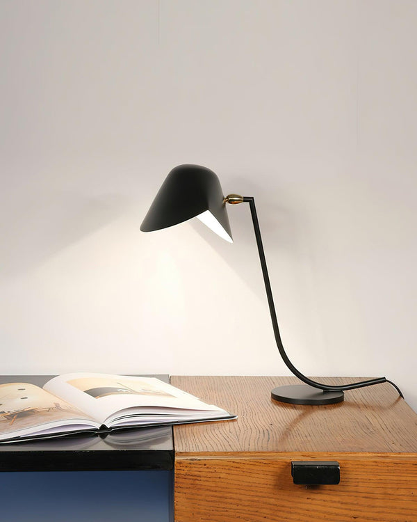 mid century black brass carbon steel table lamp