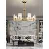 mid century brass alabaster conical chandelier