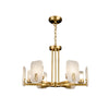 mid century brass alabaster conical chandelier