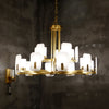 mid century brass alabaster conical chandelier