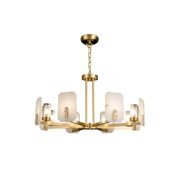 mid century brass alabaster conical chandelier