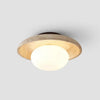 mid century cream travertine round flush mount ceiling light