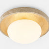 mid century cream travertine round flush mount ceiling light