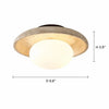 mid century cream travertine round flush mount ceiling light