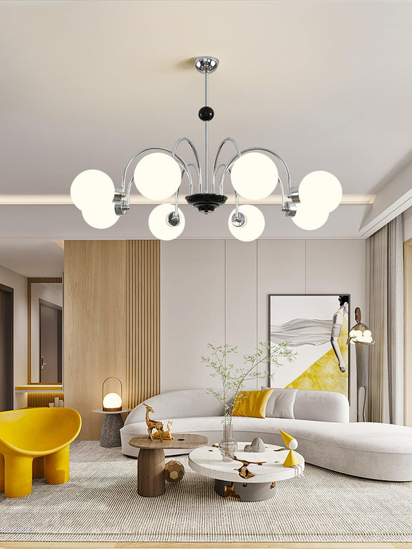 mid century glass globe chandelier black gold for dining room