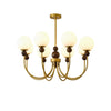 mid century walnut gold frosted glass globe chandelier