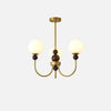 mid century walnut gold frosted glass globe chandelier